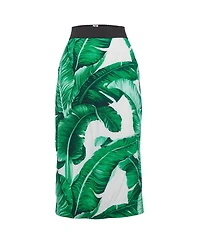 Pre-Owned Dolce & Gabbana Women's Tropical Print Crepe Pencil Skirt