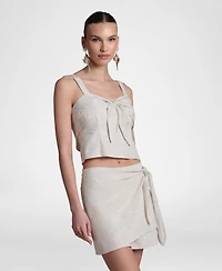 Avec Les Filles Women's Viscose-Blend Tie Front Top