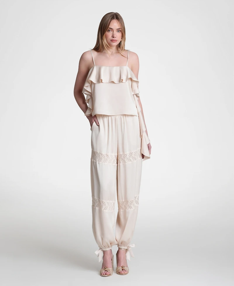 Avec Les Filles Women's Asymmetrical Ruffle Cami Top