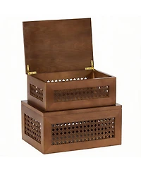 Yigii large Rattan Storage Box with Lid for Keepsakes and Accessories