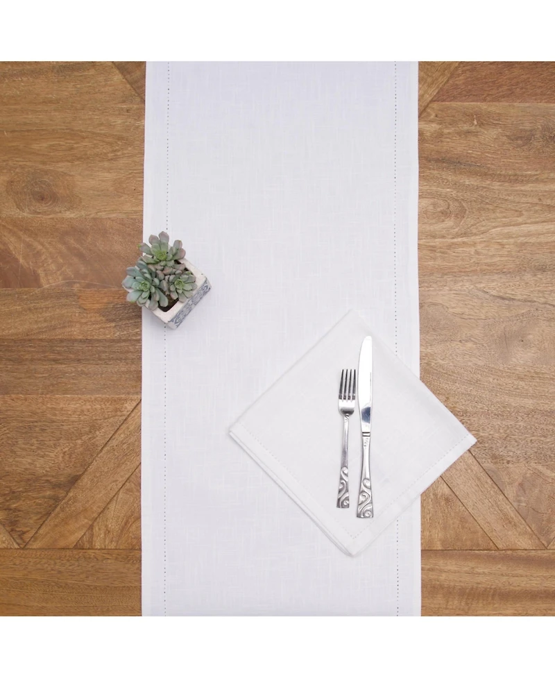 C&F Home Hemstitch Solid White Everyday Runner 72" x 14
