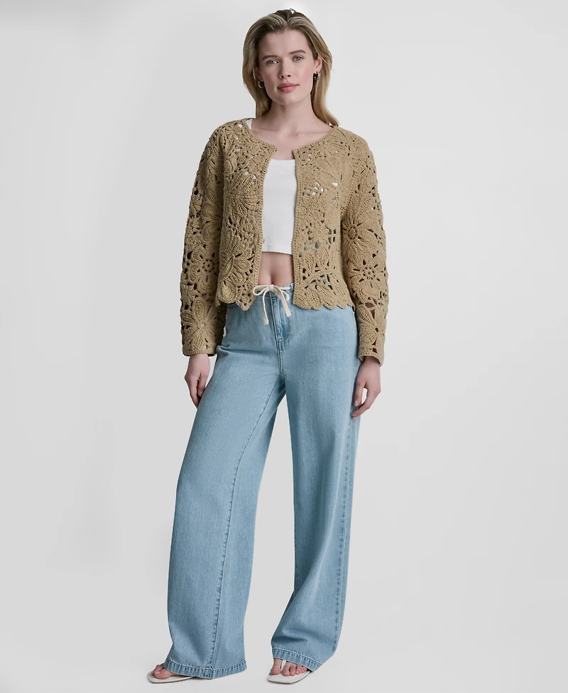 Dkny Jeans Women's Long-Sleeve Crewneck Cardigan