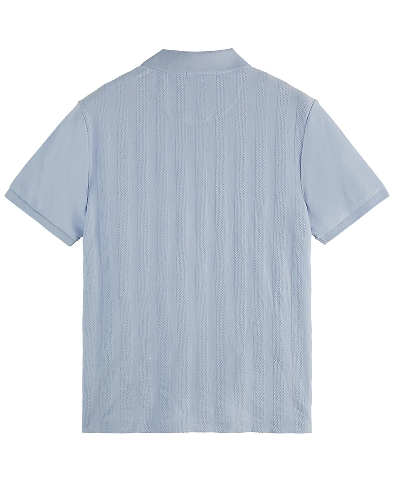 Scotch & Soda Men's Popcorn Textured Quarter-Zip Short-Sleeve Polo Shirt