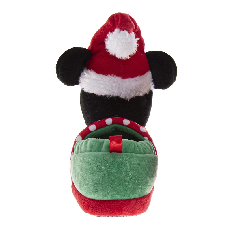 Disney Minnie Mouse Girls' Christmas Slippers Cozy, Plush, and Festive Santa House Shoes (Toddler Sizes 5-10 / Little Kid 11-12)