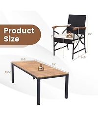 Gymax Set of 9 Outdoor Dining Table with Acacia Wood Table and Cushions 1.9'' Umbrella Hole