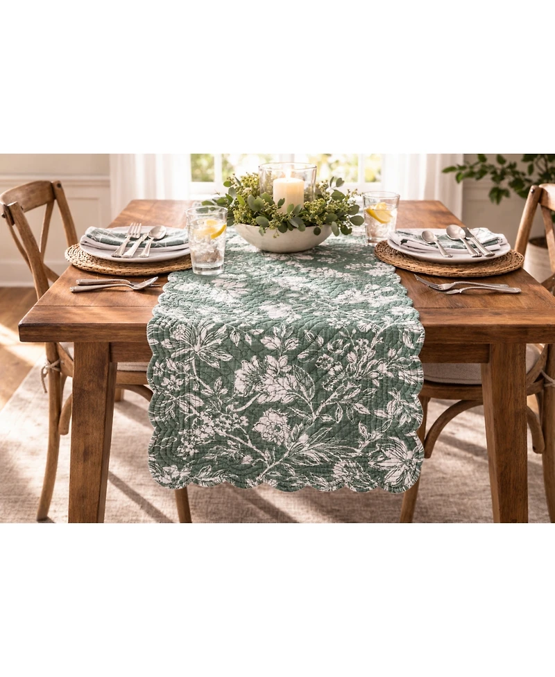 C&F Home Everview Sage Botanical Quilted Table Runner 14" x 51