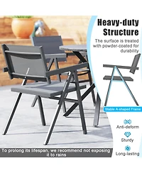 Gymax Patio Chairs Set of 2 w/Breathable Fabric Seat and Tilt Backrest Comfy Armrest