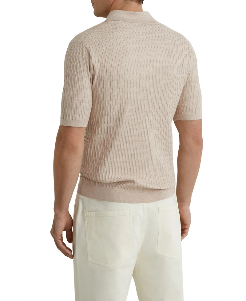 Reiss Men's Era Textured-Knit Half-Button Polo Shirt