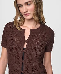 Dkny Jeans Women's Short-Sleeve Crewneck Cardigan