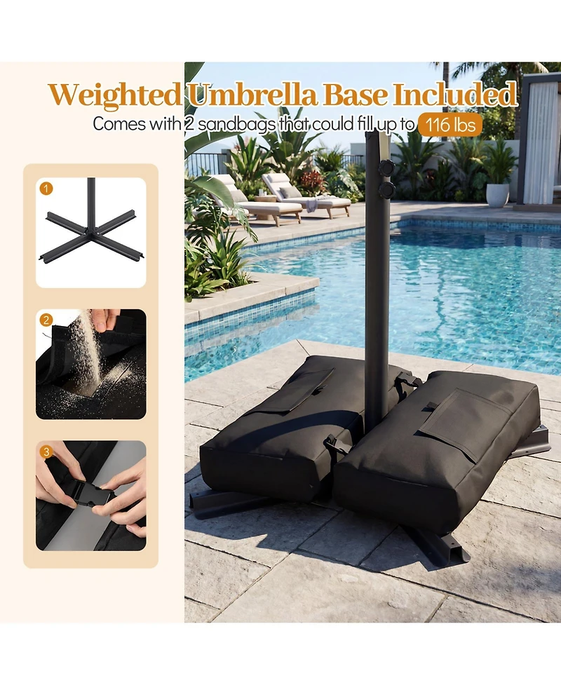 Gymax 8 x Feet Offset Cantilever Patio Umbrella Square Hanging Outdoor Market