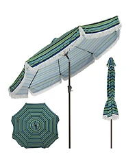 gaomon Patio Outdoor Table Umbrella with Retro Fringe with Crank Handle for Backyard, Pool, Camping
