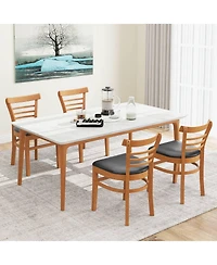Gymax Modern Dining Chair Set of 4 Upholstered Kitchen Chair w/Rubber Wood Legs