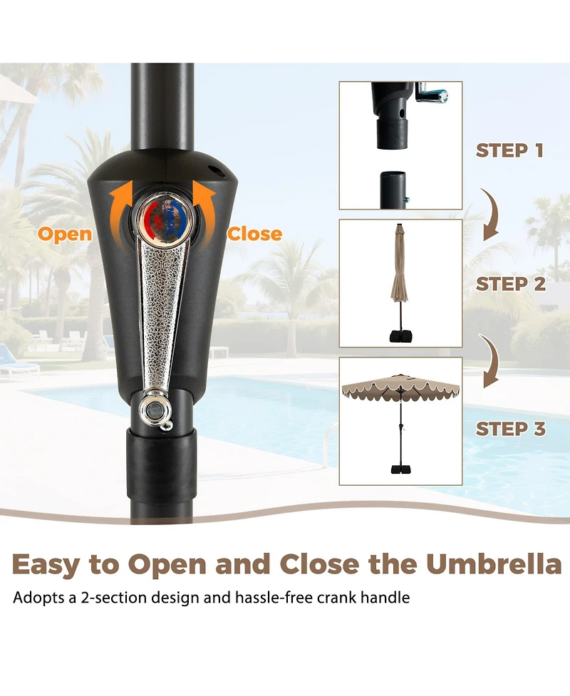 Gymax 10 Feet Outdoor Umbrella With Weighted Base Sandbags Push Button Tilt And Crank Patio