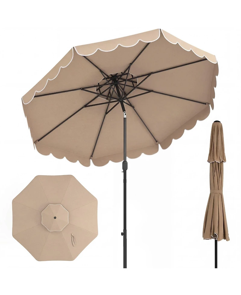 Gymax 9 Feet Patio Umbrella With Push Button Tilt And Crank 2-Tier Vented Top 8 Metal Ribs