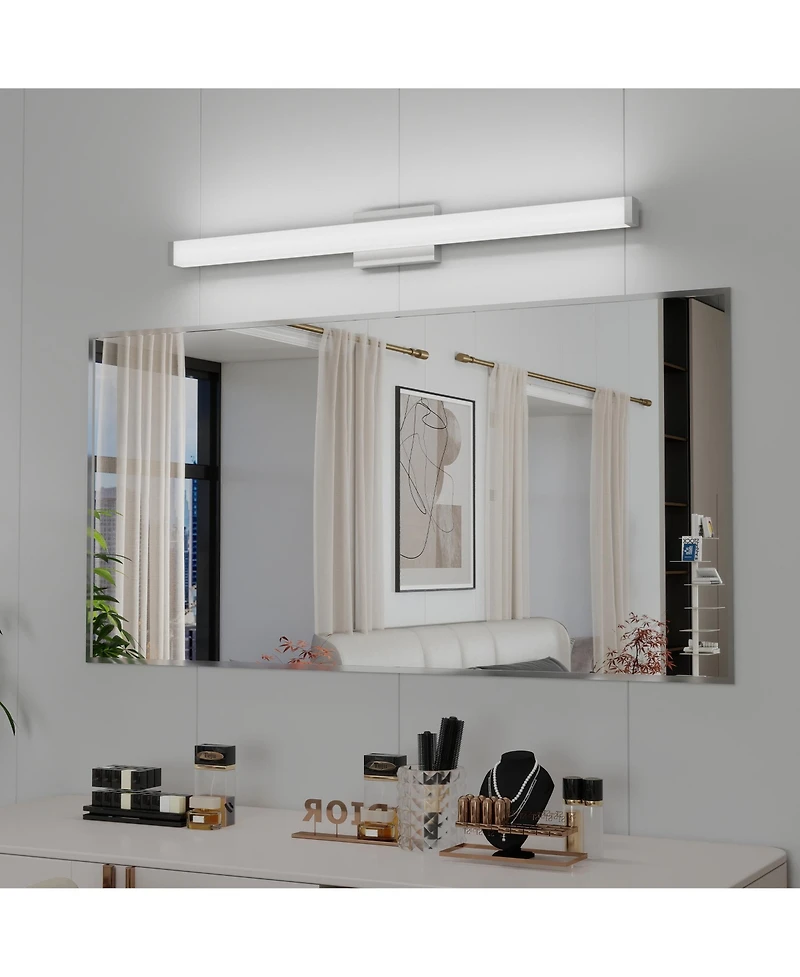 Busdays 41 Inch Brushed Nickel Square Led Bathroom Vanity Light 24W 6000K Cool White Wall Bar Fixture Over Mirror