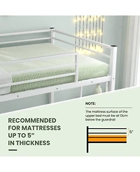 Gymax Twin Over Twin Bunk Bed Frame Platform W/Guard Rails and Side Ladder