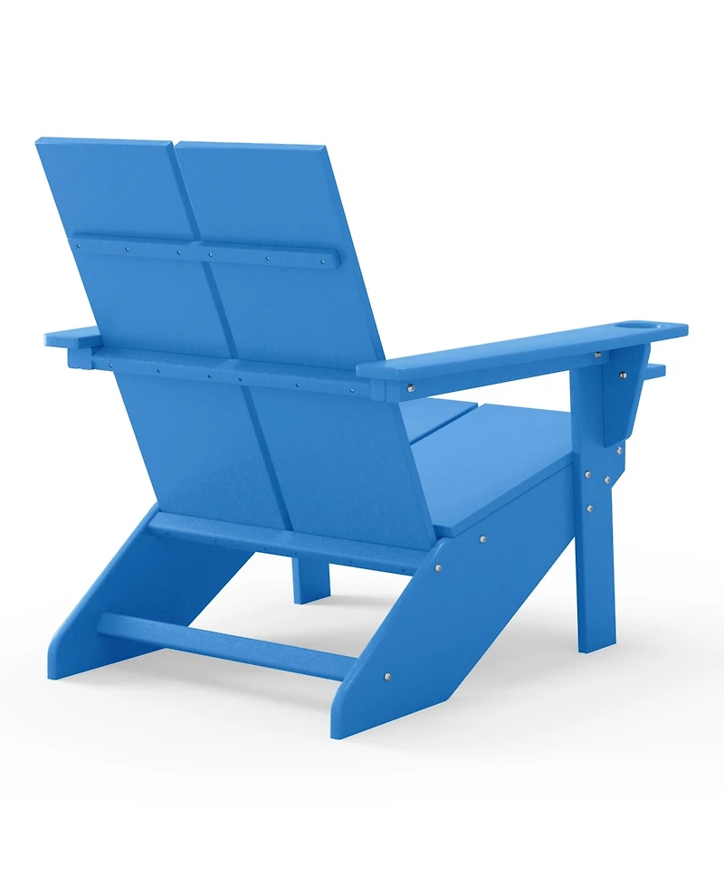 Outdoor Hdpe Modern Adirondack Chair with Cup Holder (Set of