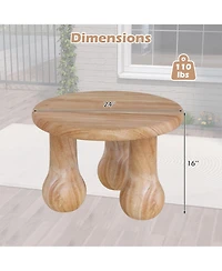 Gymax 2PCS 24'' Small Solid Mahogany Wood Coffee Table w/Thickened Top Column Legs