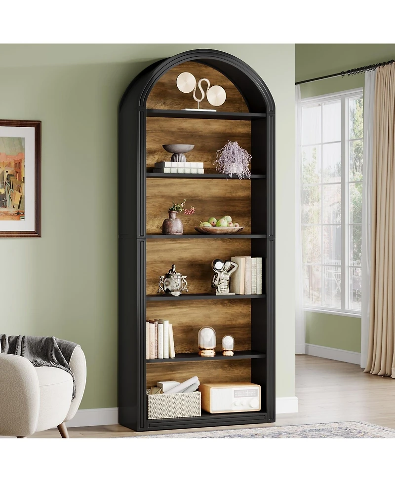 Slickblue Tall 6 Tier Bookcase for Living Room Bedroom and Office