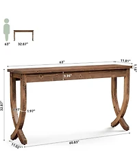 Slickblue Farmhouse Entryway Console Table, Solid Wood Sofa Table for Living Room-Brown