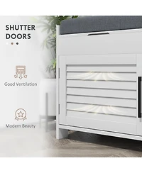 flynama 35.4" White Entryway Shoe Bench - Hidden Storage and Adjustable Shelves for Hallway Organization