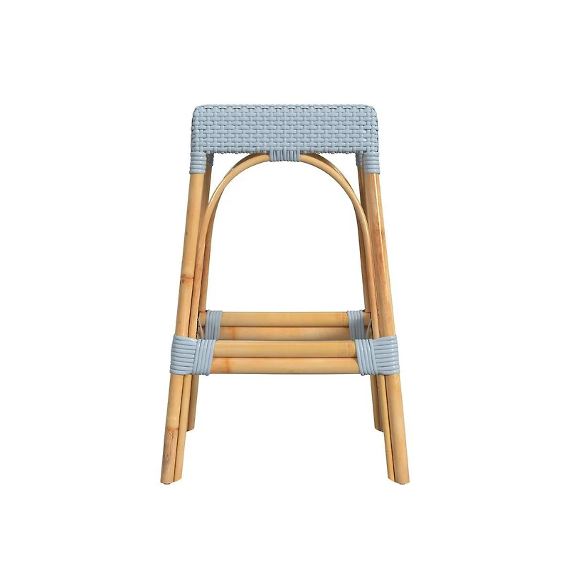 Butler Specialty Robias Rectangular Rattan 30" Bar Stool, Baby Blue