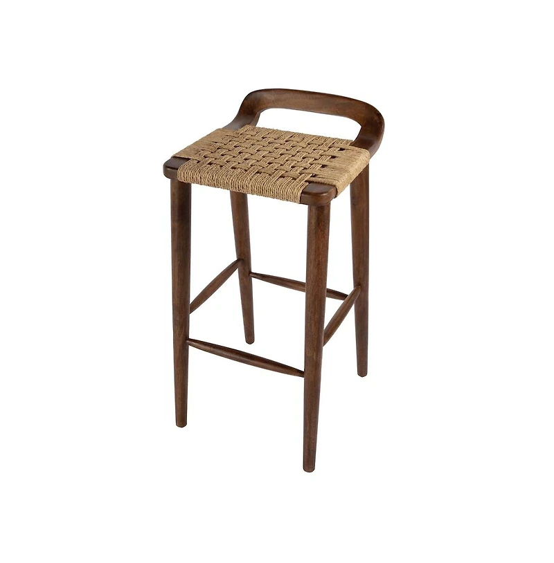 Butler Specialty Luna 30 in. Seat Height Wood and Jute Woven Low Back Counter Stool