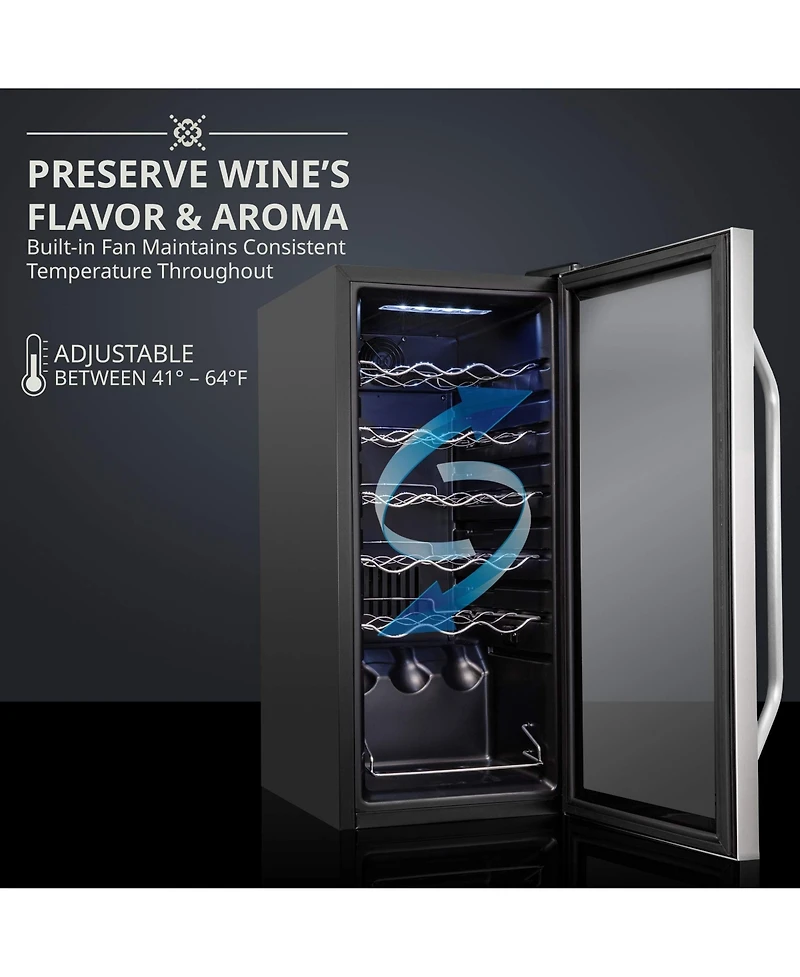 Ivation Freestanding Wine Refrigerator, 18 Bottle Wine Cooler