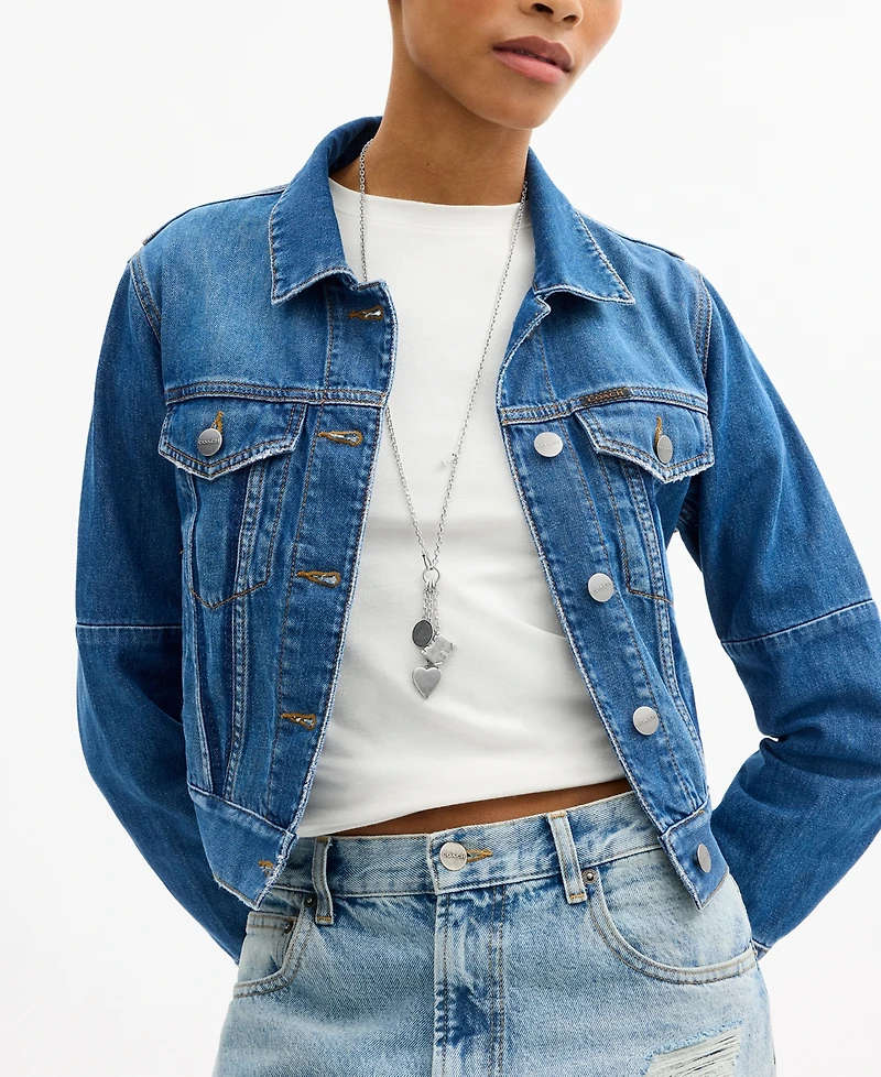 Coach Silver Runway Heart Charm Necklace