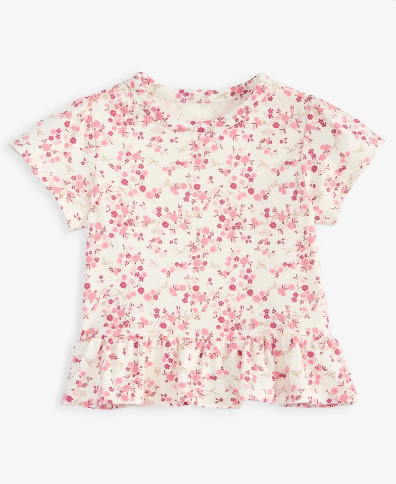 First Impressions Baby Girls' Mix & Match Short-Sleeve Floral-Print Peplum T-Shirt, Macy's Exclusive