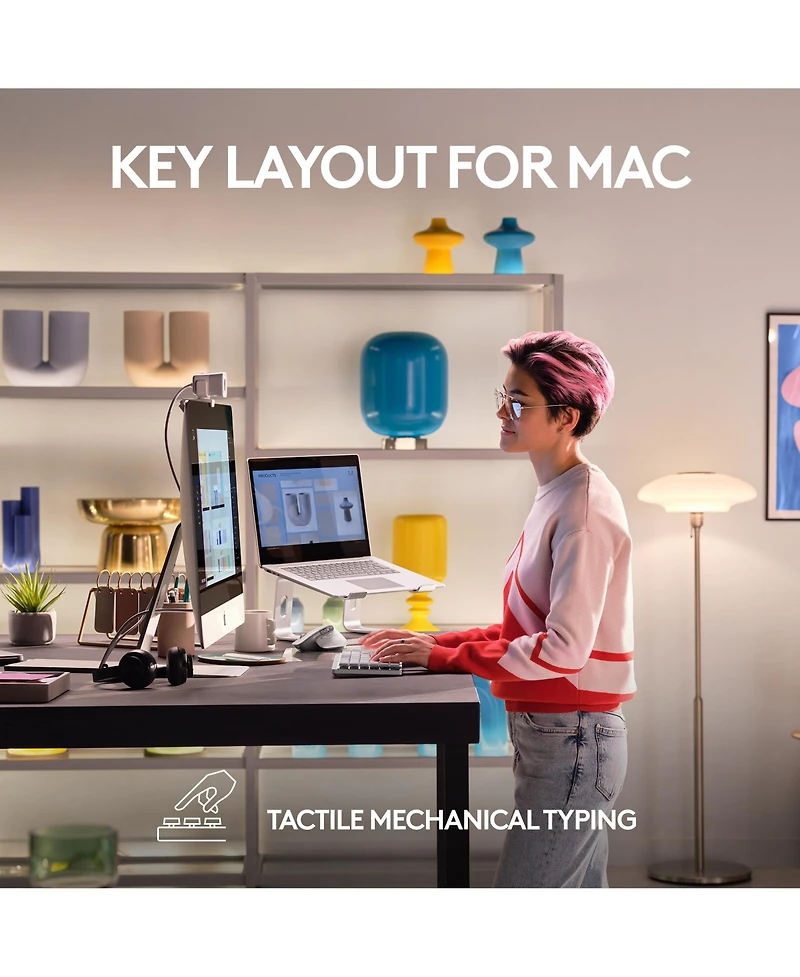 Logitech Mx Mechanical Mini for Mac Wireless Keyboard: Low-Profile Performance Tactile Quiet Keys, Backlit, Bluetooth, Usb-c, Apple/iPad