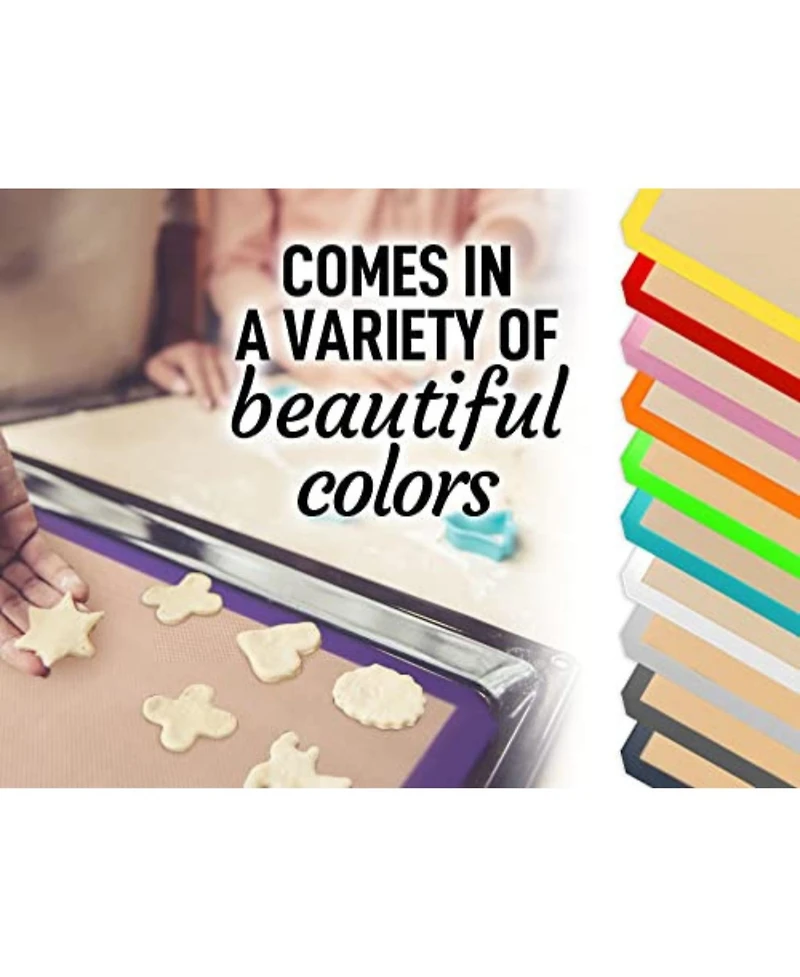 (2 Pack) Silicone Baking Mat Sheet Set - Reusable Nonstick