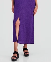Eileen Fisher Women's Round-Neck Side-Slit Maxi Dress