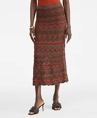I.n.c. International Concepts Women's Metallic Crochet Stripe Sweater Skirt, Macy's Exclusive