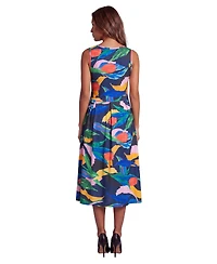 24seven Comfort Apparel Essential Petite Floral Print Midi Dress