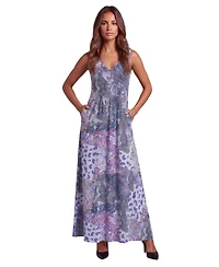 24seven Comfort Apparel Petite Essential Paisley Print A Line Pocket Dress