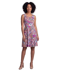 24seven Comfort Apparel Petite Essential Paisley Print Sleeveless Dress