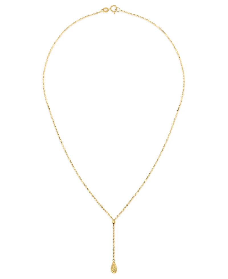 Macy's Diamond Cut Bead Lariat Pendant Necklace in 10k Yellow Gold