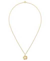 Macy's Cultured Freshwater Pearl (6mm) Flower Pendant Necklace in 14k Yellow Gold Over Sterling Silver
