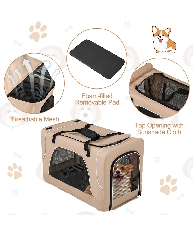 Cozito Double Pet Stroller Foldable 3-in-1 with 2 Detachable Carriers, Beige