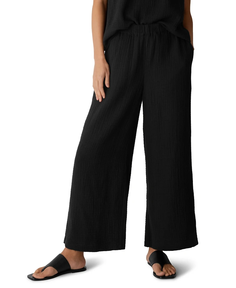 Eileen Fisher Women's Cotton High-Rise Wide-Leg Pants