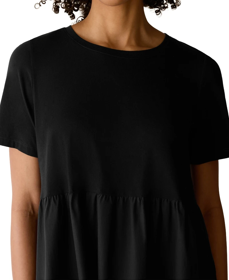 Eileen Fisher Women's Round Neck Short-Sleeve Midi Dress