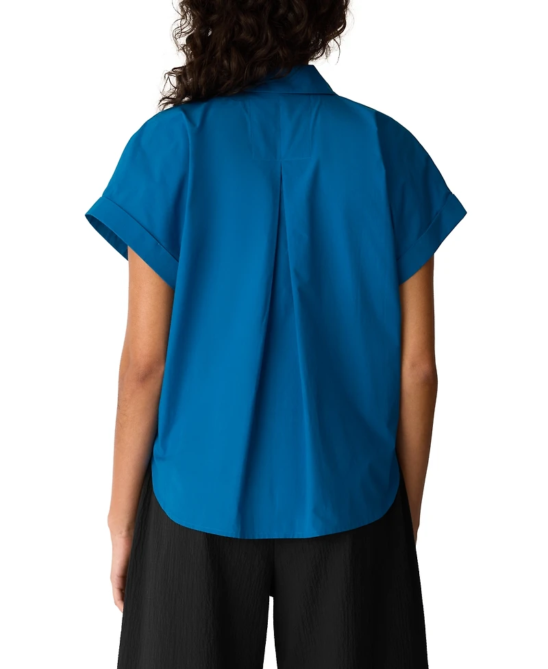 Eileen Fisher Women's Cotton Poplin Notch Collar Shirt