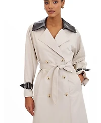 Miss Circle Women's Umber Oyster Double-Breasted Lapel Trench Coat