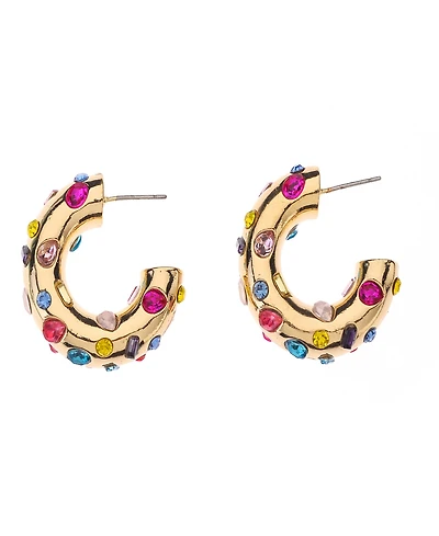 Nicole Miller Gold-Tone Small Hoop Stud Earrings