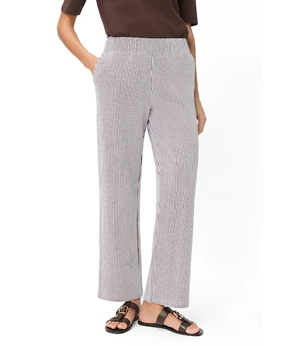 Olsen Women's Anna Fit Wide Leg Seersucker Pant