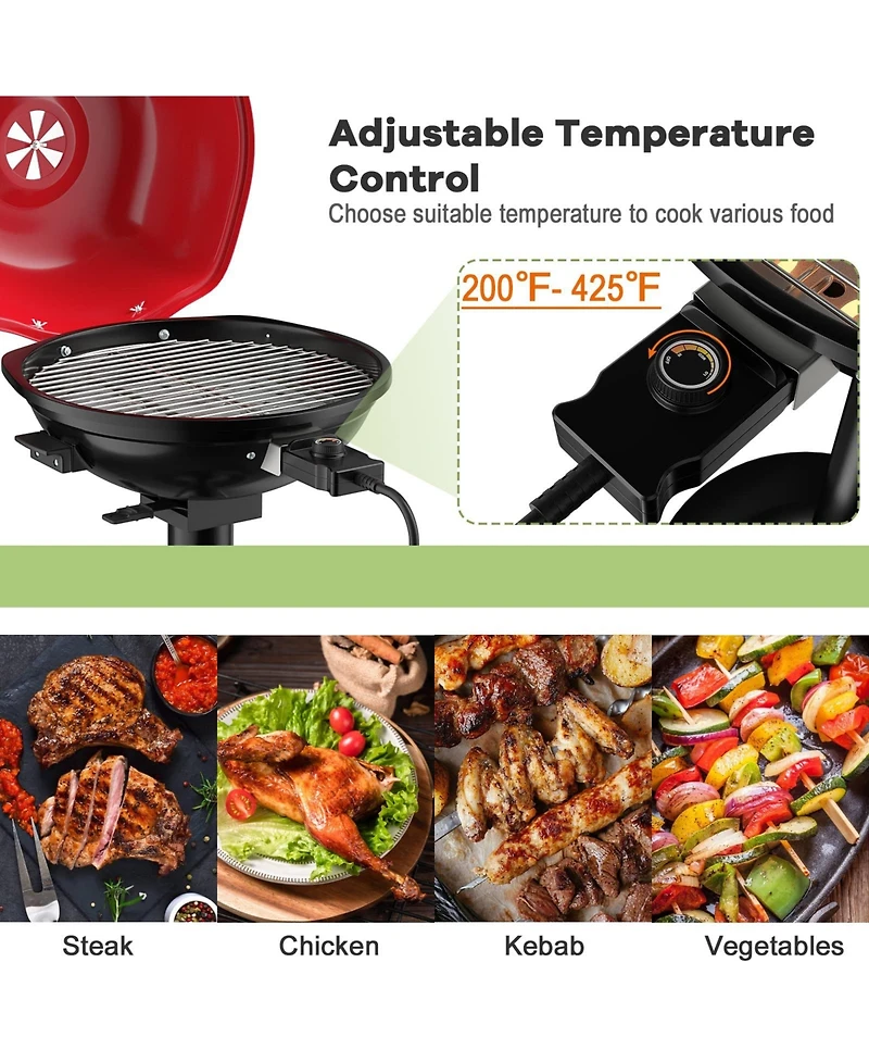 Ecooso 1600W Portable Electric Bbq Grill with Removable Non-Stick Rack
