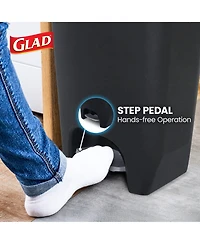 Glad Kitchen Trash Can with Lid, Foot Pedal and Garbage Bag Rings
