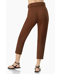 Ivonne Women's Straight-Leg Gabardine Pants with Belt