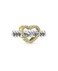 Bling Jewelry Couples Love Knot Crystal Bead Charm Infinity Heart Two Tone Gold Plated Silver